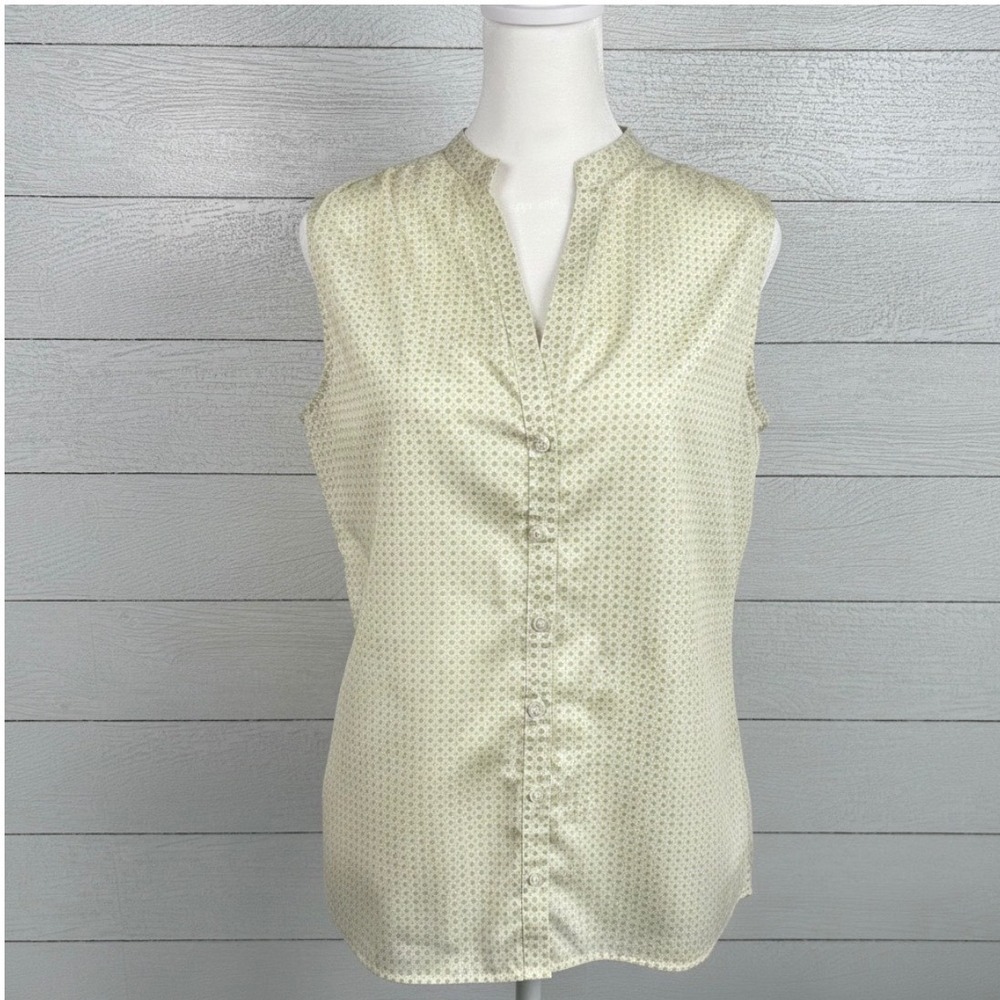 Brooks Brothers‎ 346 Womens Geometric Sleeveless Button Down Shirt 8 Summer